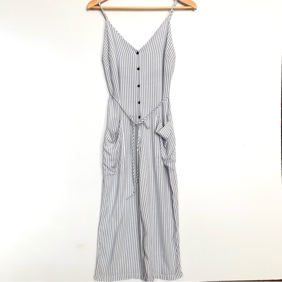 Dress Forum Striped White + Blue Jumpsuit Small - Picture 2 of 7